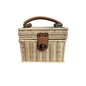 MOMA Wicker Straw Small Box Bag Purse